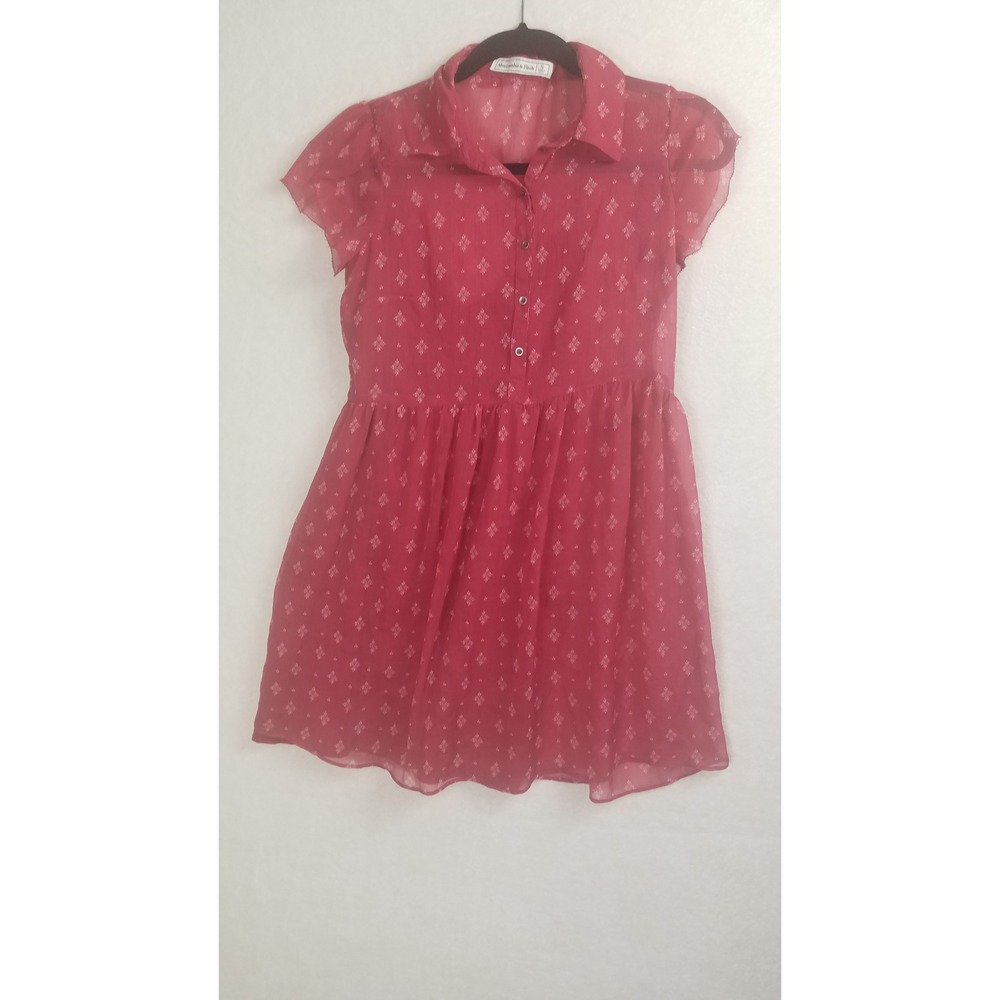 Abercrombie & Fitch Mini Dress Womens Small Red Excellent Flutter Sleeve Boho